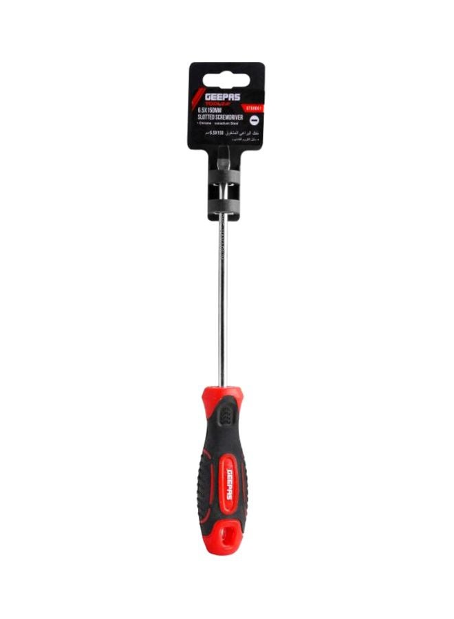 GEEPAS Slotted Screwdriver | With Soft Grip Rubber Insulated Ergonomic Handle - CR-V Build, Magnetic Tip And Hanging Hole For Easy Carry - Bicolored - (6.5x150mm) Silver/Black/Red  - Image 2