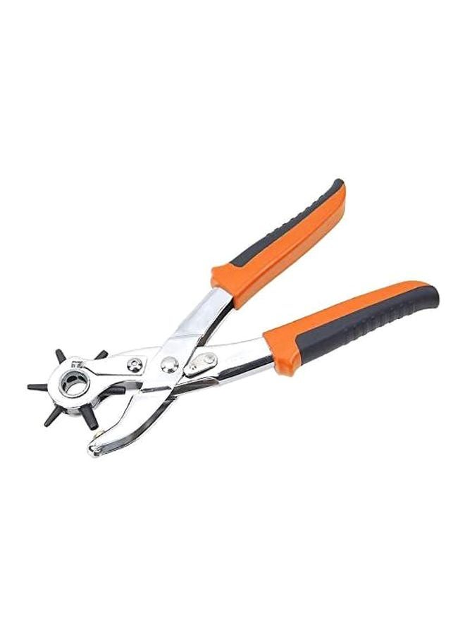 Tactix Tactix Heavy Duty Punch Plier - 6 Rotating Hole Sizes (2.5 to 5mm) for Eyelets, Belts, Leather, Fabrics and Crafts, Adjustable, Durable Steel Build with Ergonomic Grip- 217401 Orange/Silver/Black  - Image 1