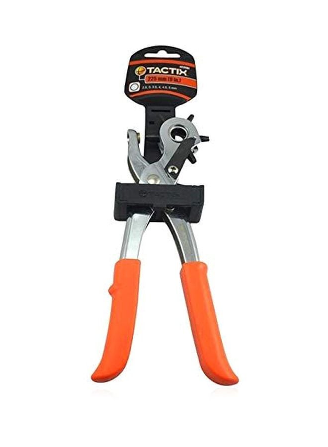 Tactix Tactix Heavy Duty Punch Plier - 6 Rotating Hole Sizes (2.5 to 5mm) for Eyelets, Belts, Leather, Fabrics and Crafts, Adjustable, Durable Steel Build with Ergonomic Grip- 217401 Orange/Silver/Black  - Image 3