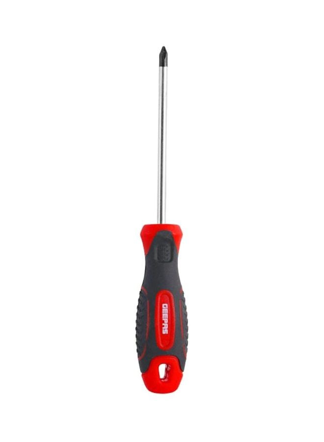 GEEPAS Professional Screwdriver (6.5*75mm)-Phillips, Soft Grip Rubber Insulated Handle with Hanging Loop | Ideal for DIYer, Mechanics, Electricians & More | Bi-Coloured Silver/Black/Red 6.5x75mm  - Image 1