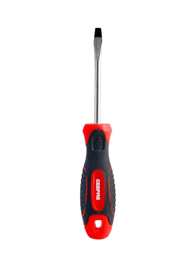 GEEPAS Precision Screwdriver | Slotted Screwdriver | with Soft Grip Rubber Insulated Ergonomic Handle - CR-V Build, Magnetic Tip and Hanging Hole for Easy Carry - Bi-colored - (SL 5x100mm) Silver/Black/Red 5x100mm  - Image 1