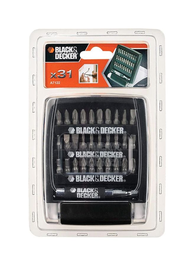 BLACK+DECKER - 31-Piece Screwdriver Bits Set And Magnetic Bit Holder For Screwdriving A7122-XJ Black/Silver - Image 1