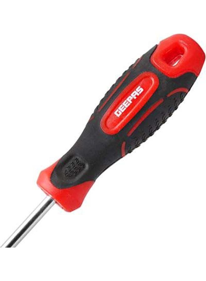 GEEPAS Precision Screwdriver | Slotted Screwdriver | with Soft Grip Rubber Insulated Ergonomic Handle - CR-V Build, Magnetic Tip and Hanging Hole for Easy Carry - Bi-colored - (SL 5x100mm) Silver/Black/Red 5x100mm  - Image 4