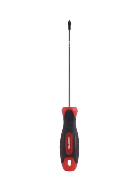 Professional Screwdriver Phillips- PH1x100mm Soft Grip Rubber Insulated Handle with Hanging Loop | Ideal for DIYer, Mechanics, Electricians & More | Bi-Coloured Silver/Black/Red 1x100mm