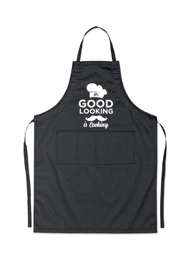 Mr. Good Looking Is Cooking Printed Apron Black 98x69.5cm - Image 1