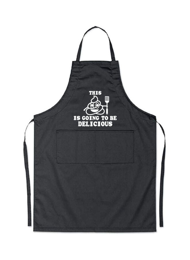 This Is Going To Be Delicious Printed Apron Black/White 98x69.5cm - Image 1