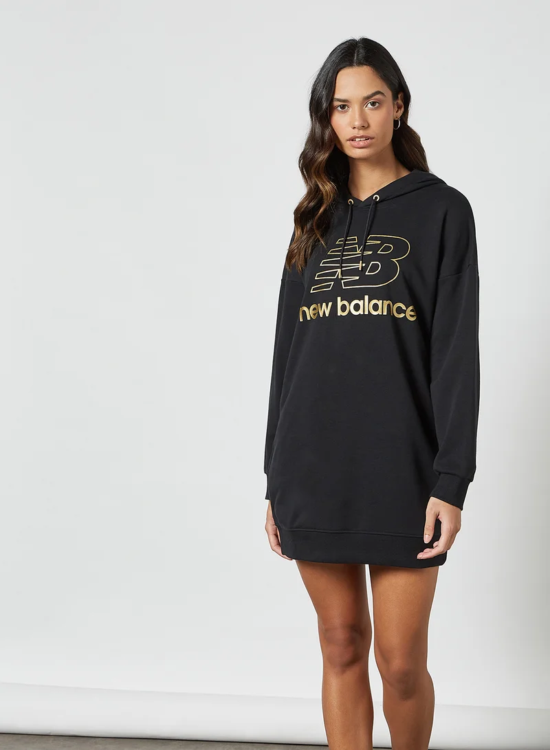 نيو بالانس Hooded Sweatshirt Dress أسود (001)