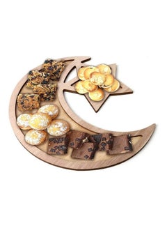 Wooden Ramadan Eid Mubarak Themed Dinner Plate Brown 35x33.3cm
