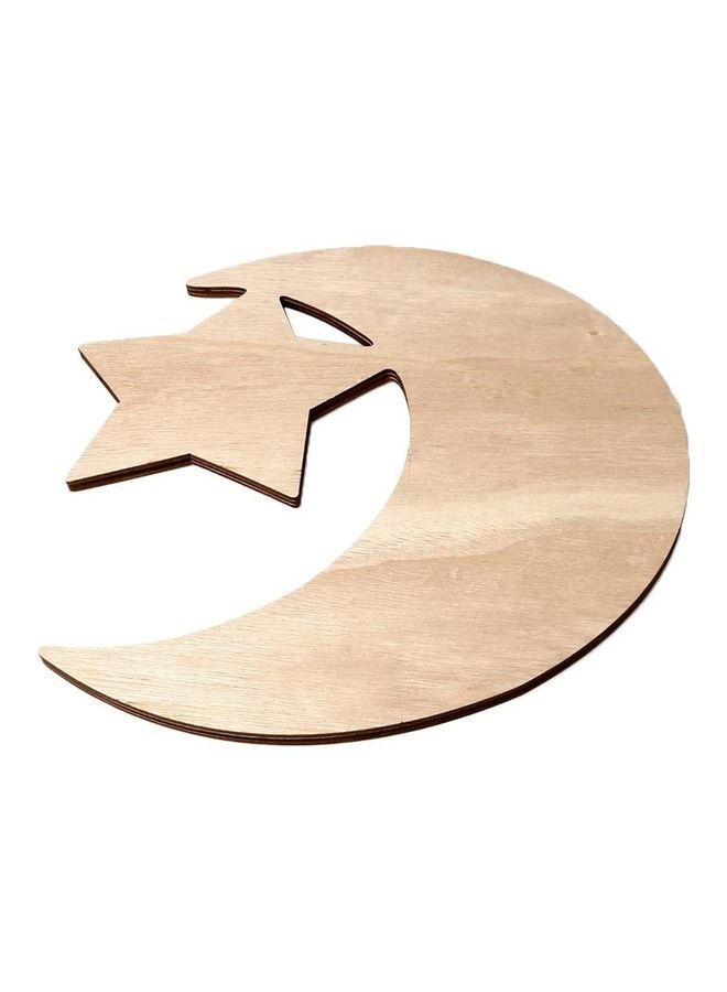 Generic - Wooden Ramadan Eid Mubarak Themed Dinner Plate Brown 35x33.3cm - Image 1