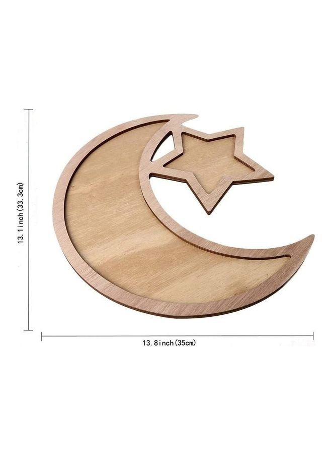 Generic - Wooden Ramadan Eid Mubarak Themed Dinner Plate Brown 35x33.3cm - Image 1