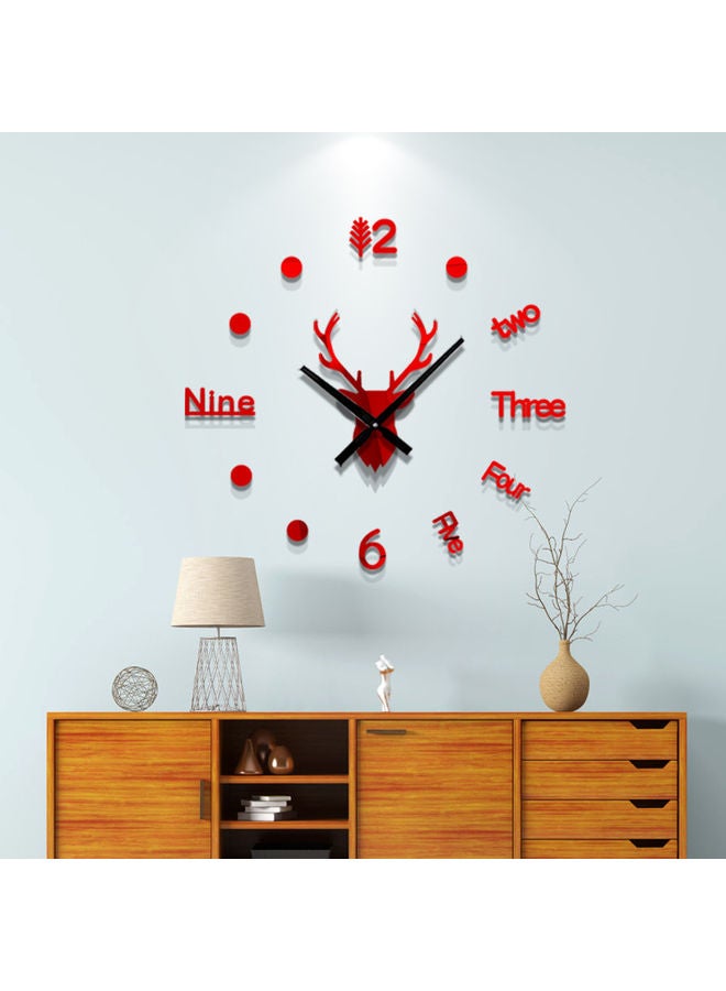 ساعة حائط بتصميم مبتكر ثلاثي الأبعاد على شكل رأس غزال أحمر وأسود - Image 2