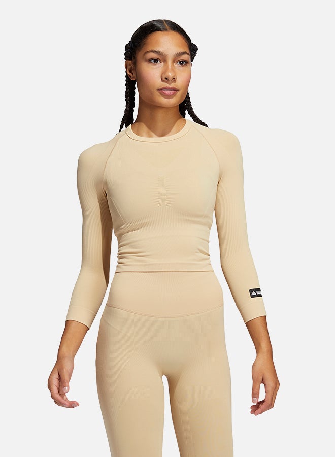 Adidas - Formotion Cropped Training T-Shirt Hazy Beige - Image 1
