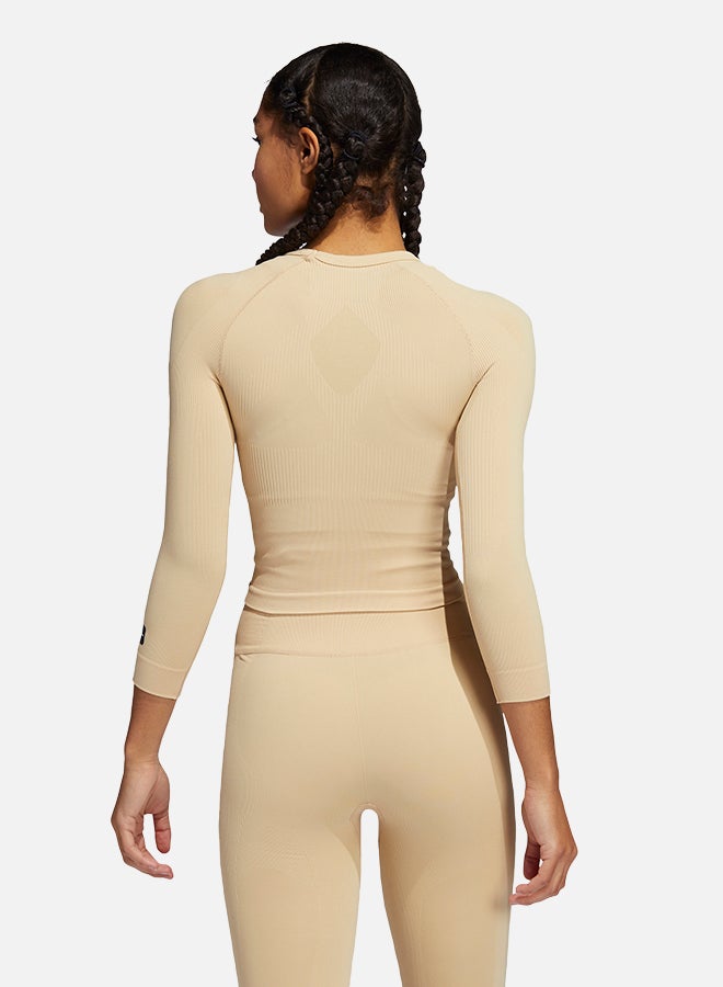 Adidas - Formotion Cropped Training T-Shirt Hazy Beige - Image 1
