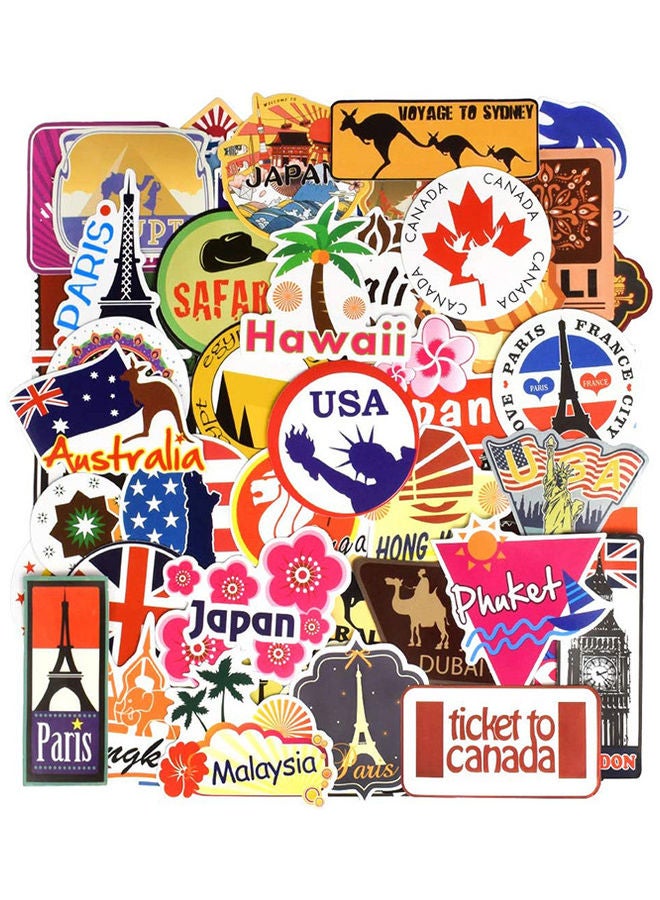 Generic - 100-Piece Travel Style Waterproof Vinyl Stickers 10x8x2cm - Image 1