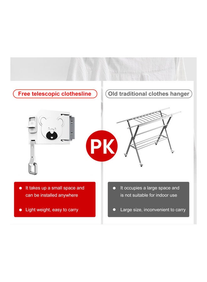 Retractable Clothesline Widened Clothes Drying Line With 34-Piece Hanging Hole White - Image 3