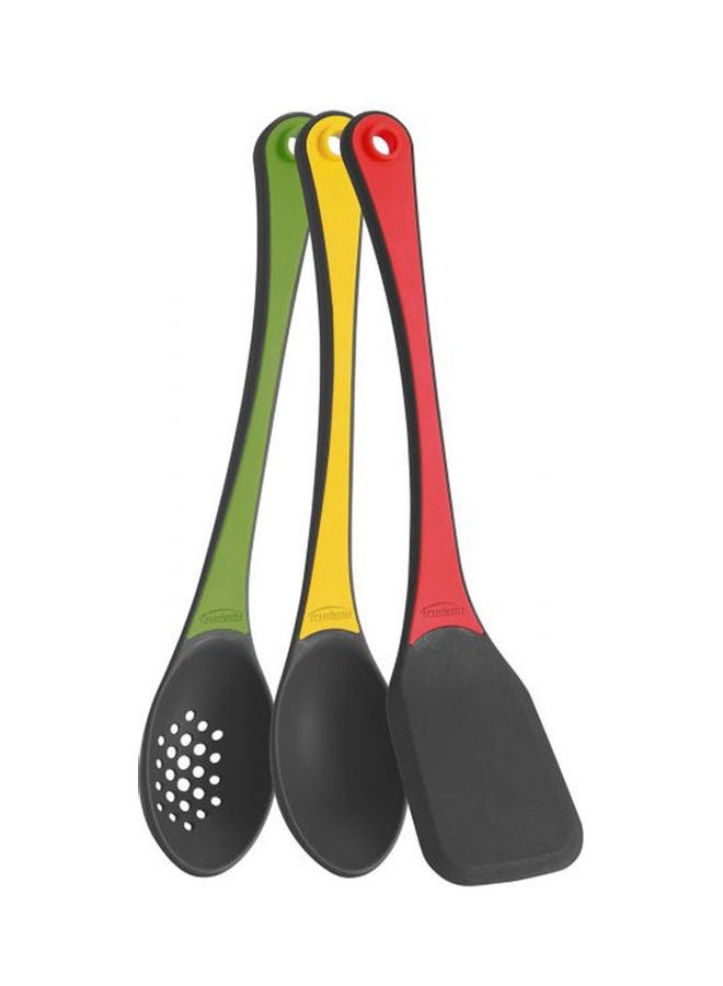 Set Of 3 Stackable Tools Nylon & Silicone 3 Clrs Multicolour