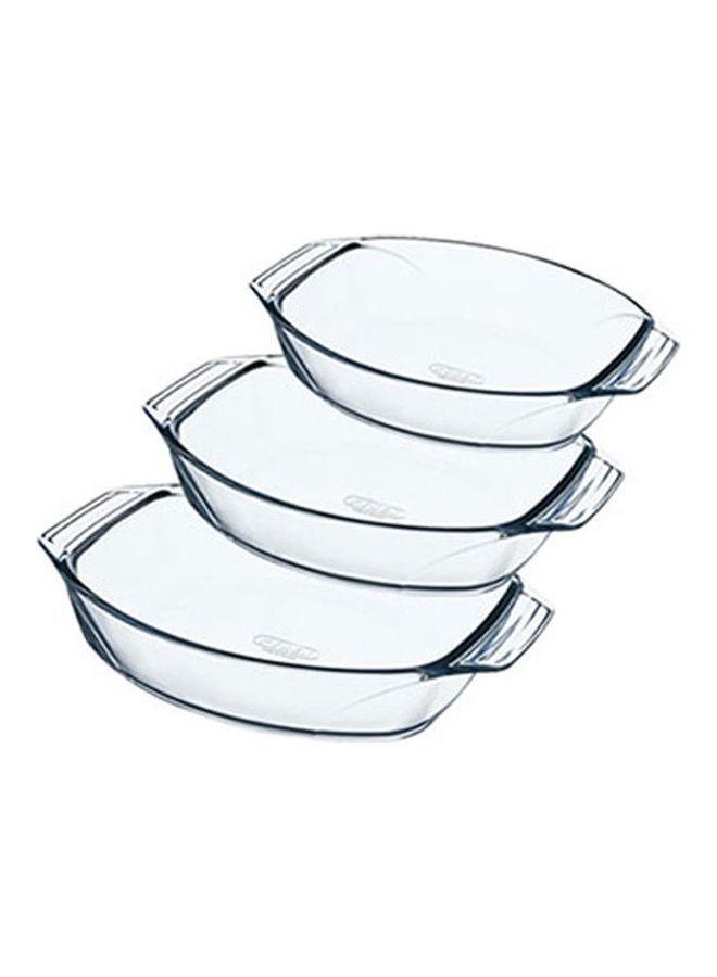 PYREX Optimum Oval Roaster 3 Pcs Set + Rect. Roaster Gift Clear