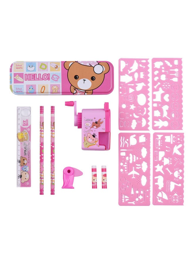 All-In-One School Stationery Set Pink/Brown/White - Image 1