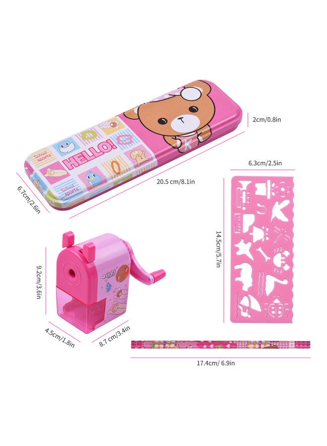 All-In-One School Stationery Set Pink/Brown/White - Image 2
