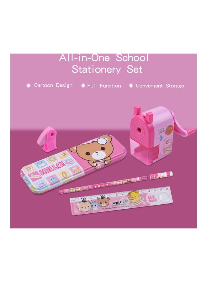 All-In-One School Stationery Set Pink/Brown/White - Image 4
