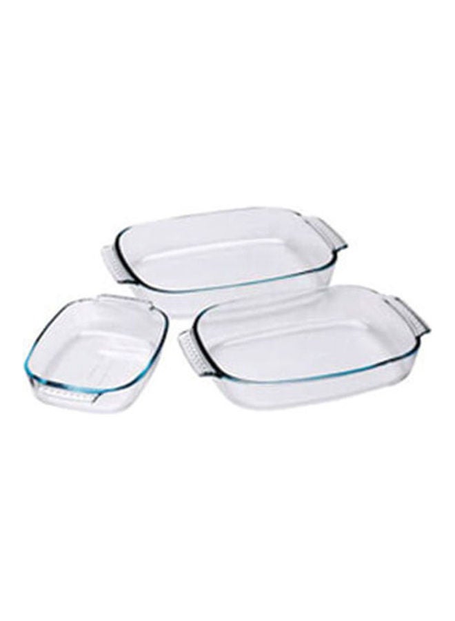PYREX Rect. Roaster Set 3Pcs Clear 