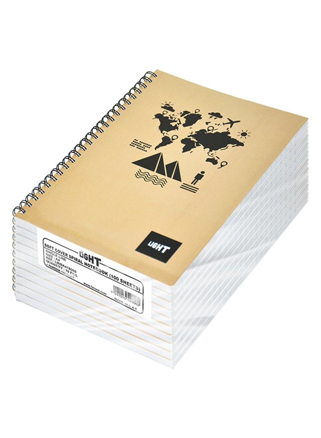 FIS 10-Piece A4 Spiral Soft Cover Notebook Set Beige/Black/White