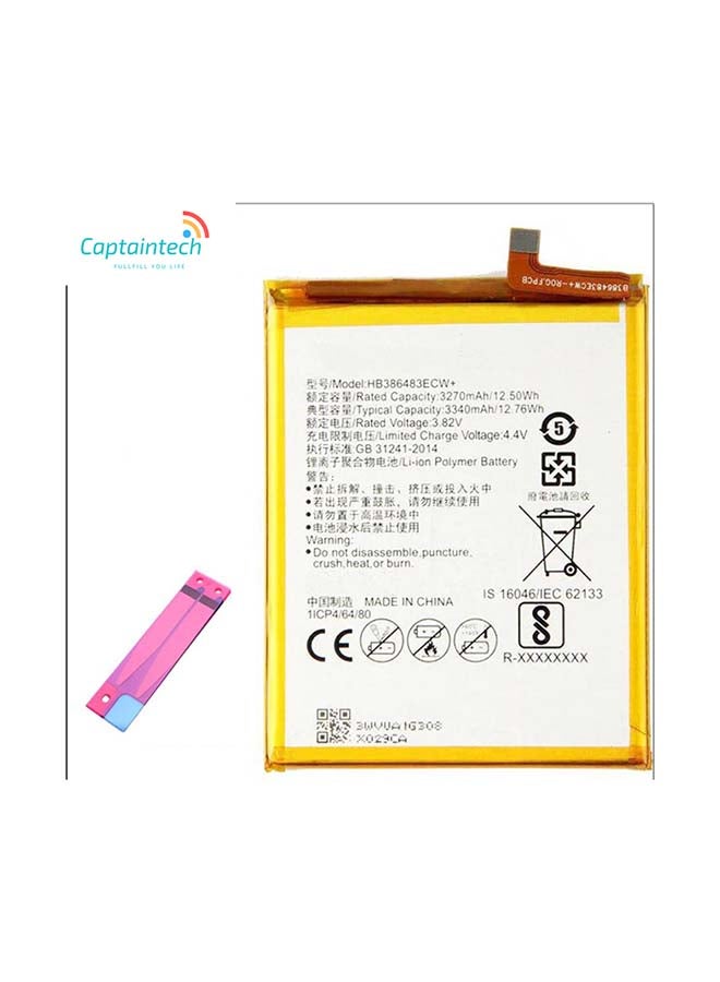 Captaintech - 3340.0 mAh Replacement Battery For Huawei Nova Plus MLA-L01 MLA L02 L03 / Replacement Battery For Huawei G9 plus TL00 Honor 6X AL00 AL10 Silver - Image 1
