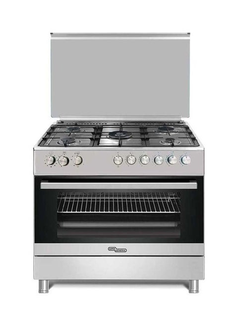 5 Burner Gas Cooker Full-Safety Thermostat Double-Rotisserie Automatic Ignition 90x60cm SGC9603FSHG silver