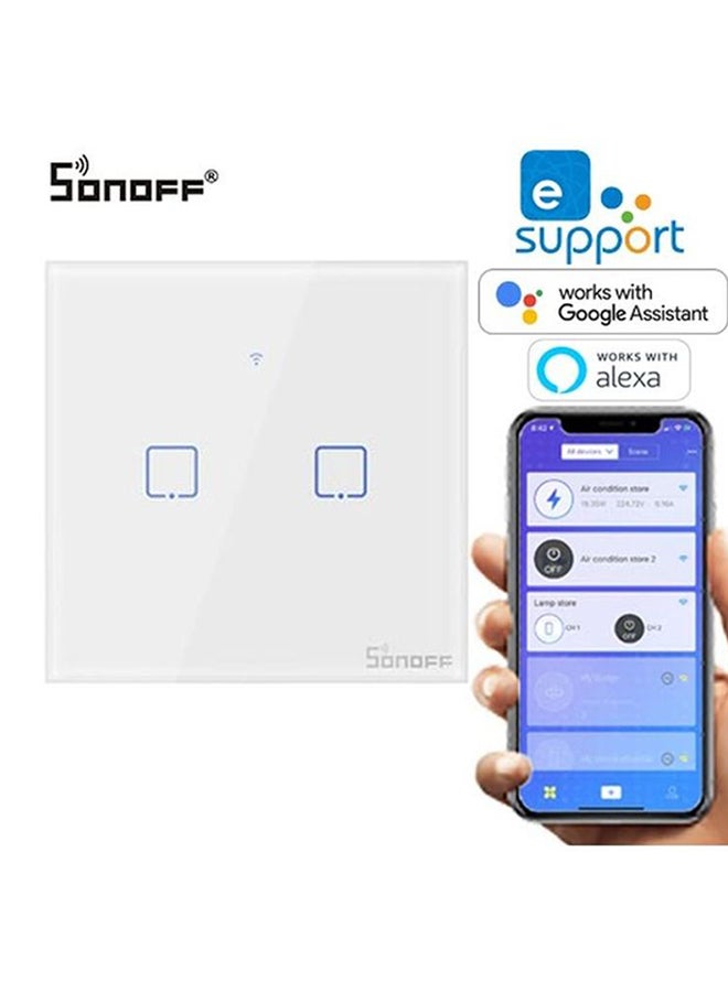 SONOFF T0UK2C-TX 2-Gang Way Wi-Fi Smart Wall Switch APP Touch Control Timer Compatible with Home Nest & Alexa White  - Image 3