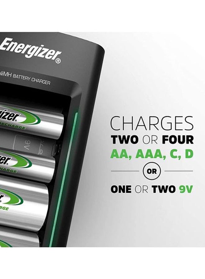 Rechargeable AA and AAA Battery Charger With 4 AA NiMH Rechargeable Batteries Silver/Black/Green - v1617083205/N38340533A_2