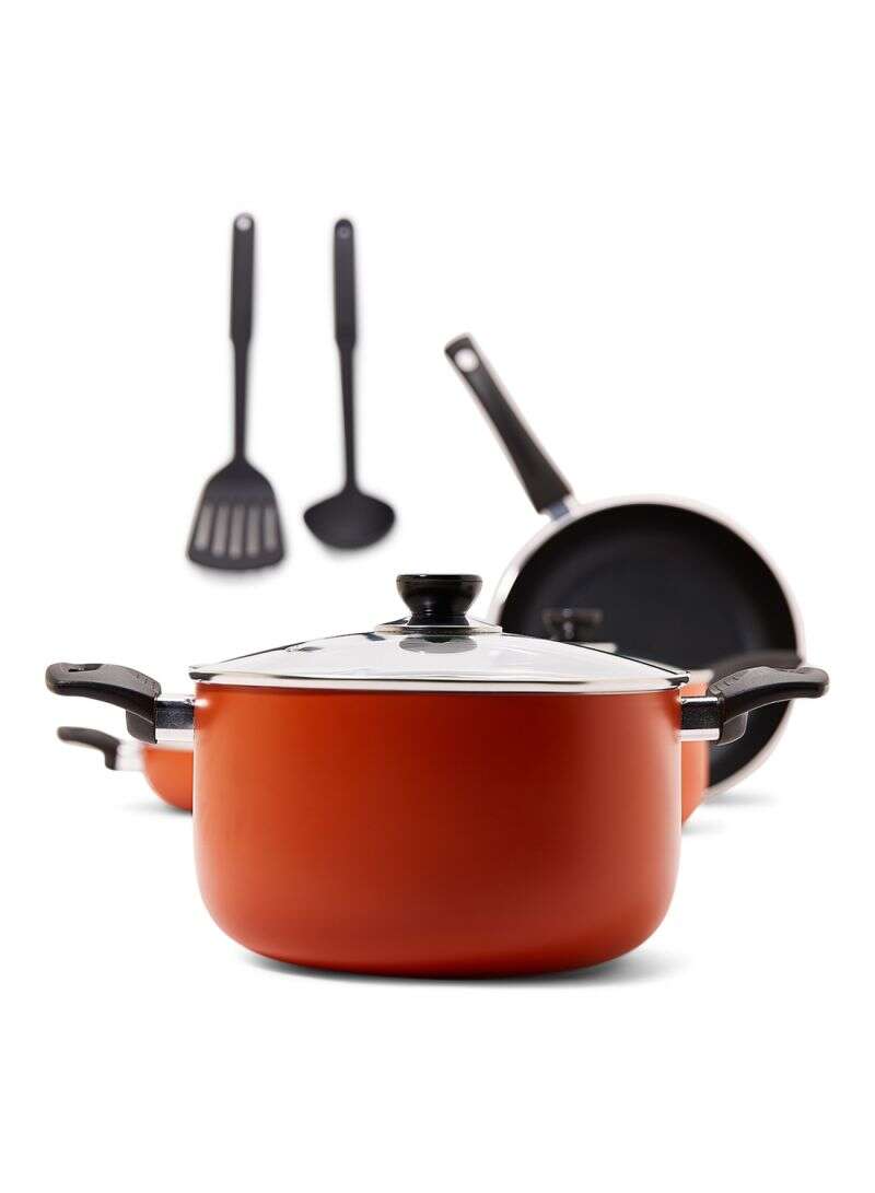 Noon East - Refurbished - 9-Piece Non-Stick Aluminium Cookware Set Rust - Image 1