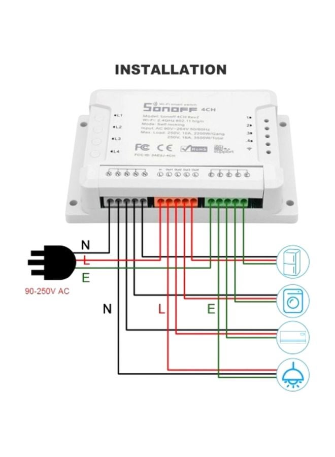سونوف سويتش واي فاي للتثبيت على قضيب مزود بعدد 4 قنوات أبيض - Image 4