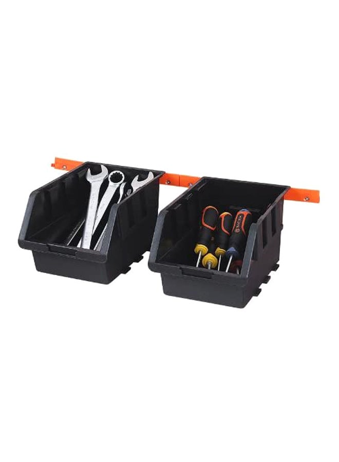 Tactix Tactix 4-Piece Black Storage Bin Set - Stackable Bins with Wall-Mountable Hangers, Sleek Black/Orange Design, Perfect for Home, Garage and Workshop, Dimensions: 15W x 24D x 12.8H cm- 320606 Black/Orange  - Image 5