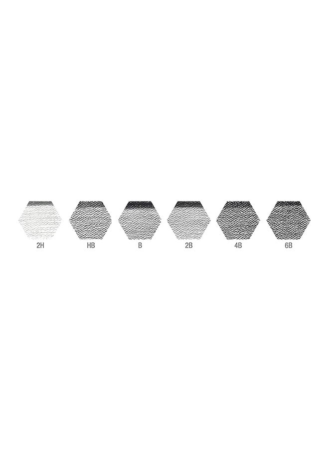 FABER-CASTELL - 8-Piece Graphite Sketch Set ( 6 Pencil + 1 Sharpener + 1 Eraser ) Grey/White/Black - Image 1