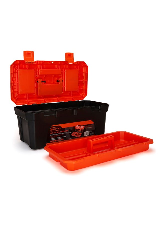 Tactix - 20 Inches Plastic Storage Tool Box Hd With Lift-Out Carry Tray, Built-In Organization Compartments, Black/Orange, Dimensions: 50.7W X 25.4D X 25.9H Cm- 320112 - Image 1