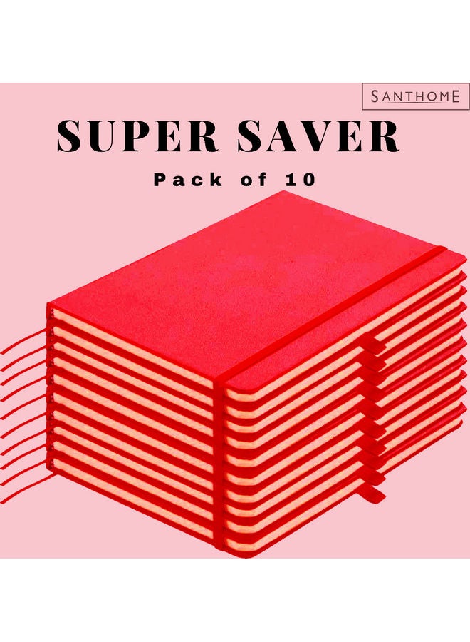 SANTHOME Pack Of 10 Classic Lined Notebook Red  - Image 2