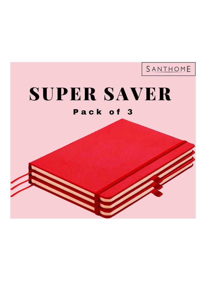 SANTHOME Pack Of 3 Classic Lined Notebook Red  - Image 2