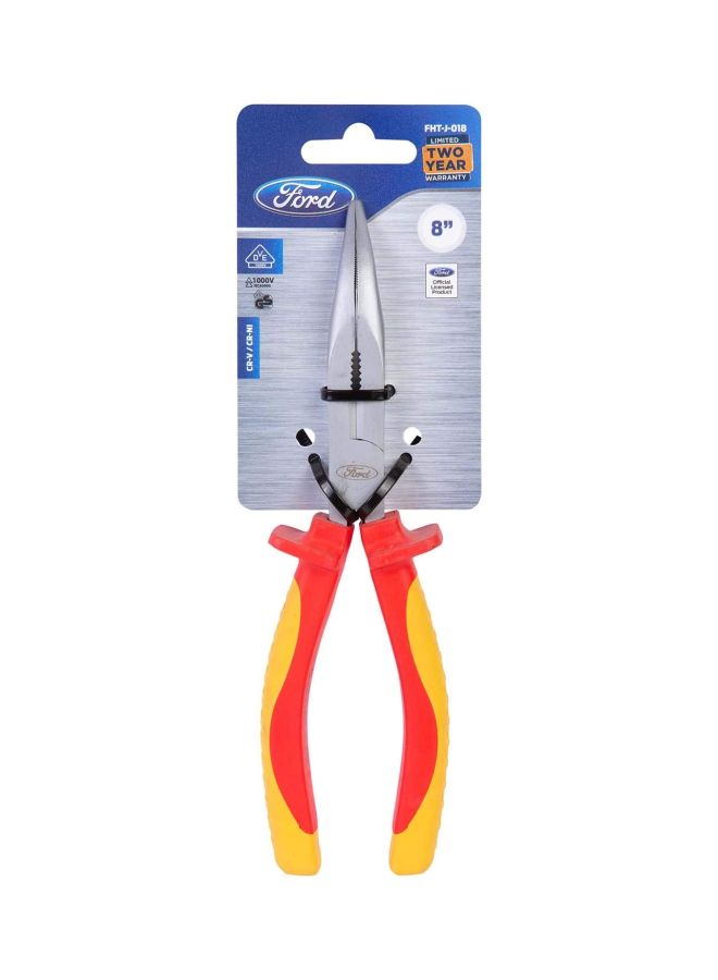 Heavy Duty Crv Vde Bent Nose Plier With A Soft Grip Handle Red/Yellow/Silver 8inch - v1617090456/N31277224A_1