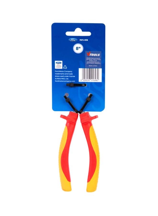 Heavy Duty Crv Vde Bent Nose Plier With A Soft Grip Handle Red/Yellow/Silver 8inch - v1617090456/N31277224A_2