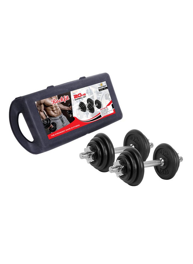 Rock Pow Cast Iron Adjustable Dumbbell Set With Connector 20kg - Image 1