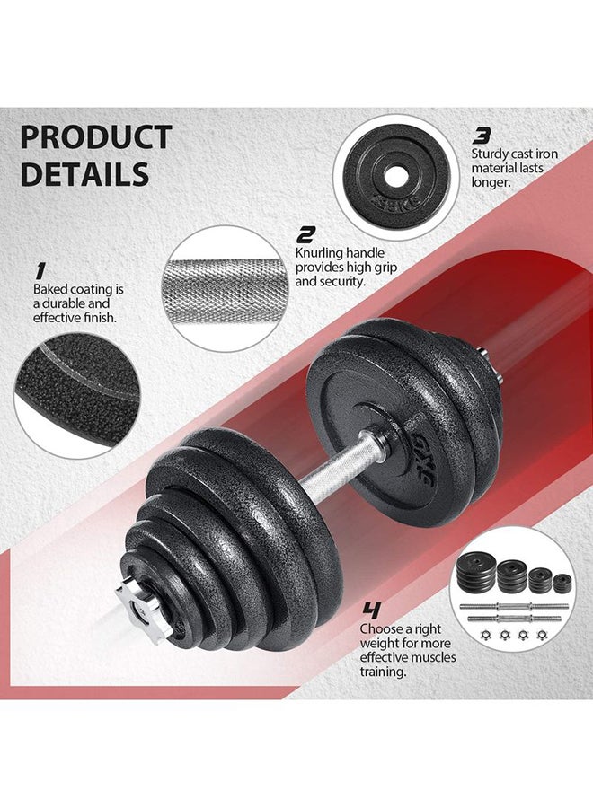 Rock Pow Cast Iron Adjustable Dumbbell Set With Connector 20kg - Image 2