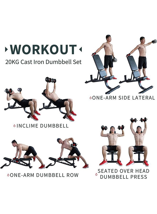 Rock Pow Cast Iron Adjustable Dumbbell Set With Connector 20kg - Image 4