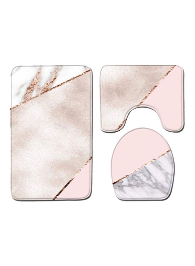 Beauenty 3-Piece Bath Mat Accessory Set Brown/Pink/Grey 80x50cm 