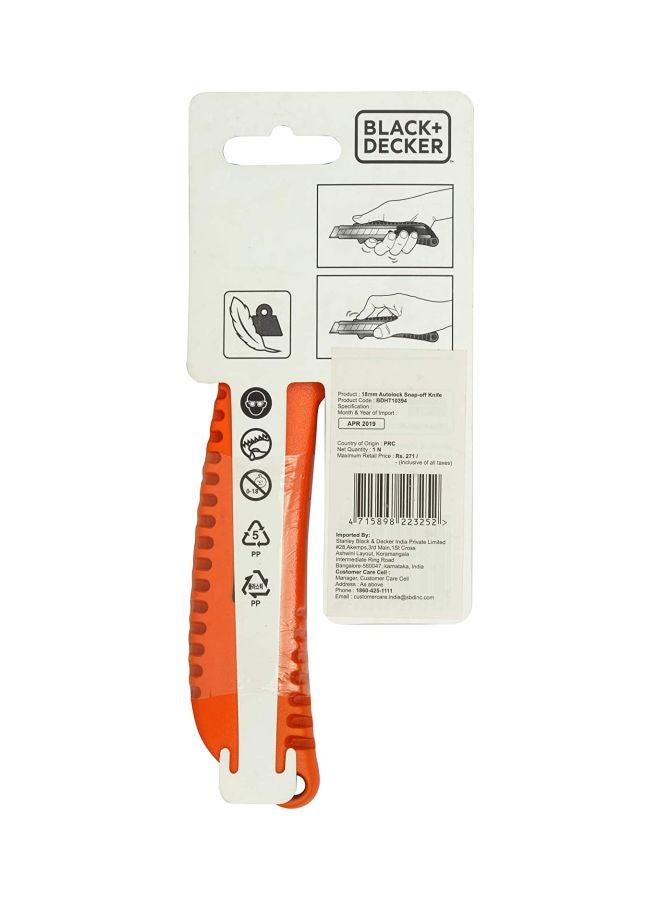 BLACK+DECKER Auto Lock Snap Off Knife Silver/Black/Orange 18mm  - Image 4