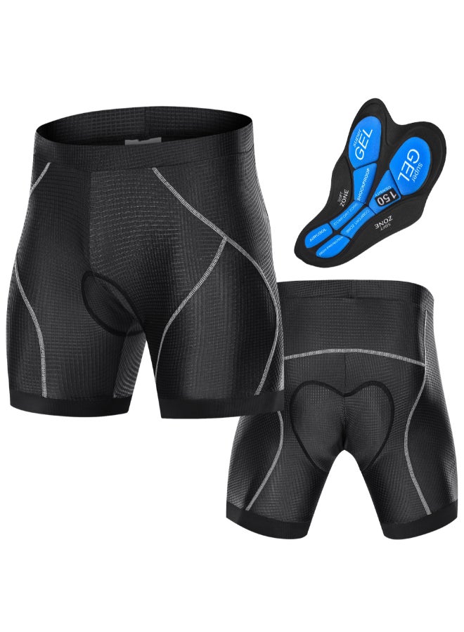 شورت مقاوم للانزلاق ومبطن ببطانة ثلاثية الأبعاد لركوب الدراجات أسود/رمادي
