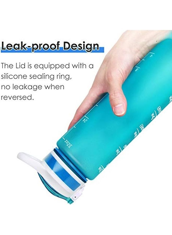 Generic - Motivational Water Bottle With Time Maker And Straw Blue - Image 1