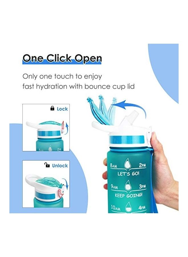 Generic - Motivational Water Bottle With Time Maker And Straw Blue - Image 1