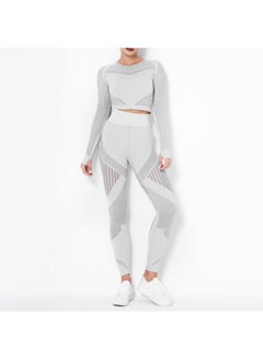 Hollow Out Crop Top And Leggings Set Grey