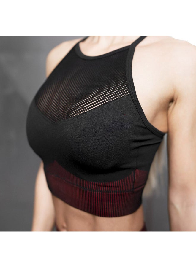 Quick-Dry Sports Bra Black/Red - Image 1