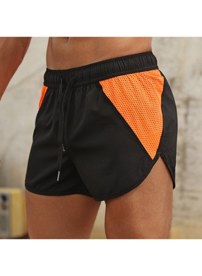 Quick Drying Workout Fitness Shorts Black/Orange 
